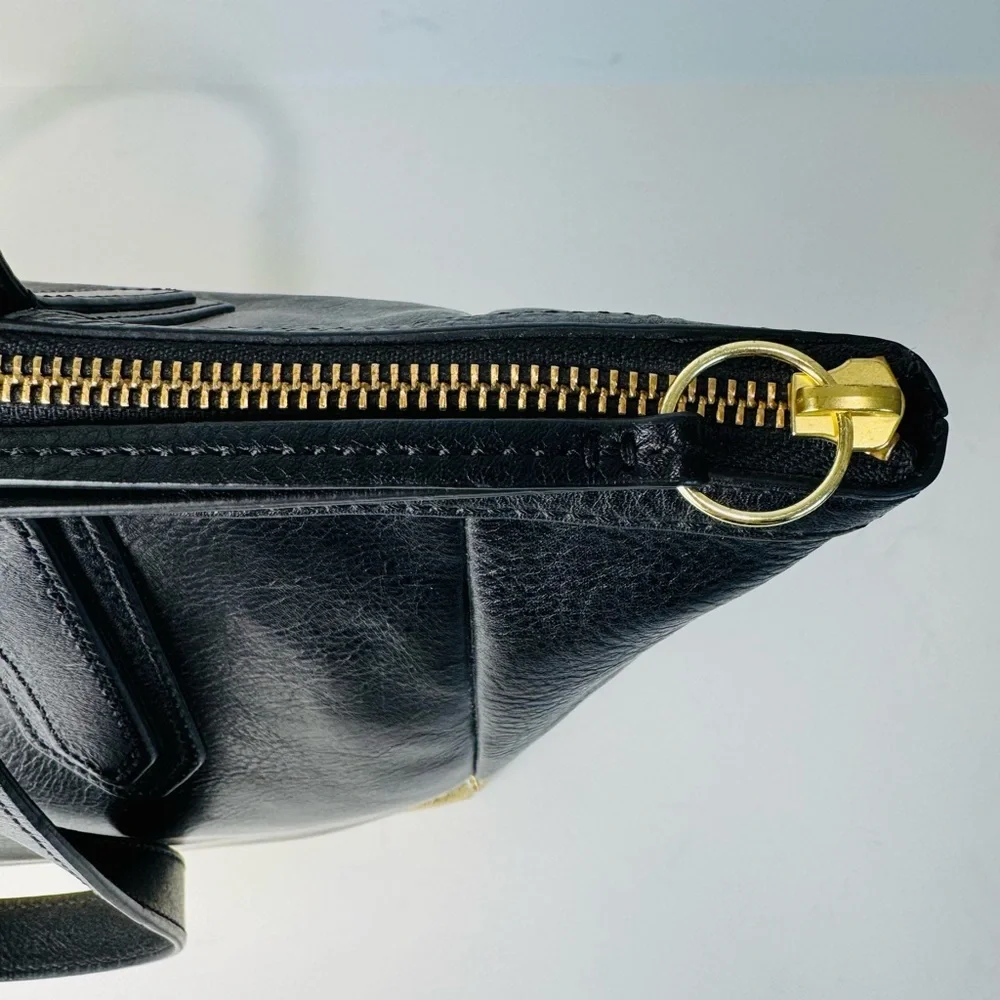 Fossil Leather Shopper Tote in gold/black